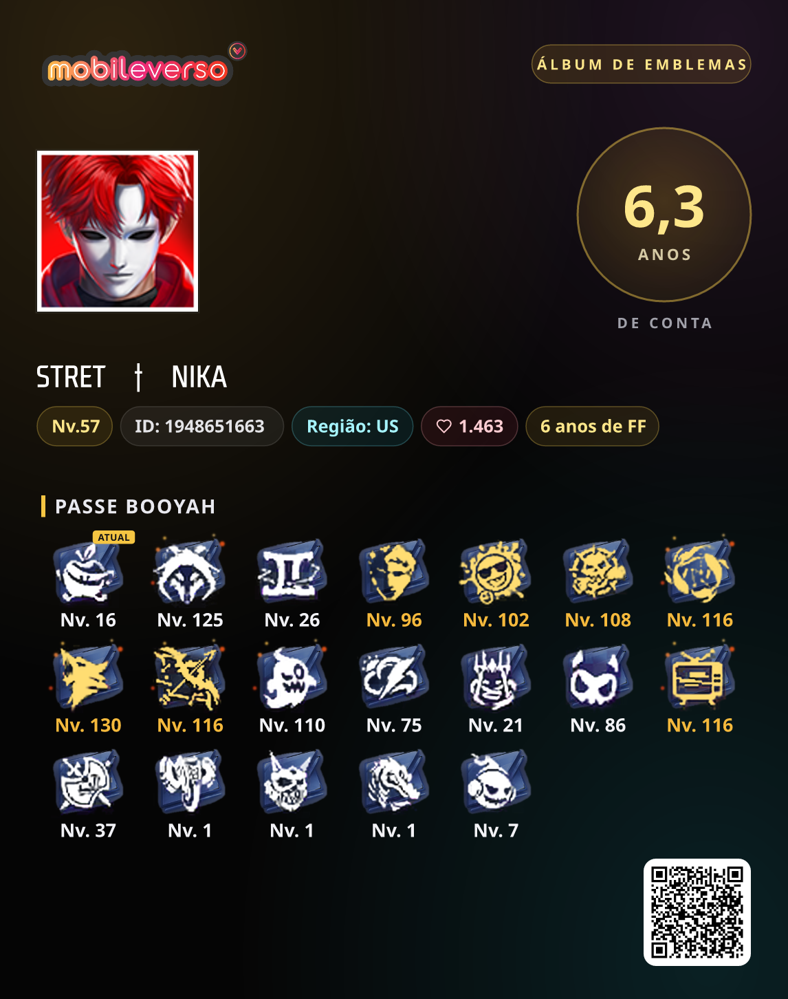 Álbum de emblemas de STRETㅤ†ㅤNIKA — Passe Booyah