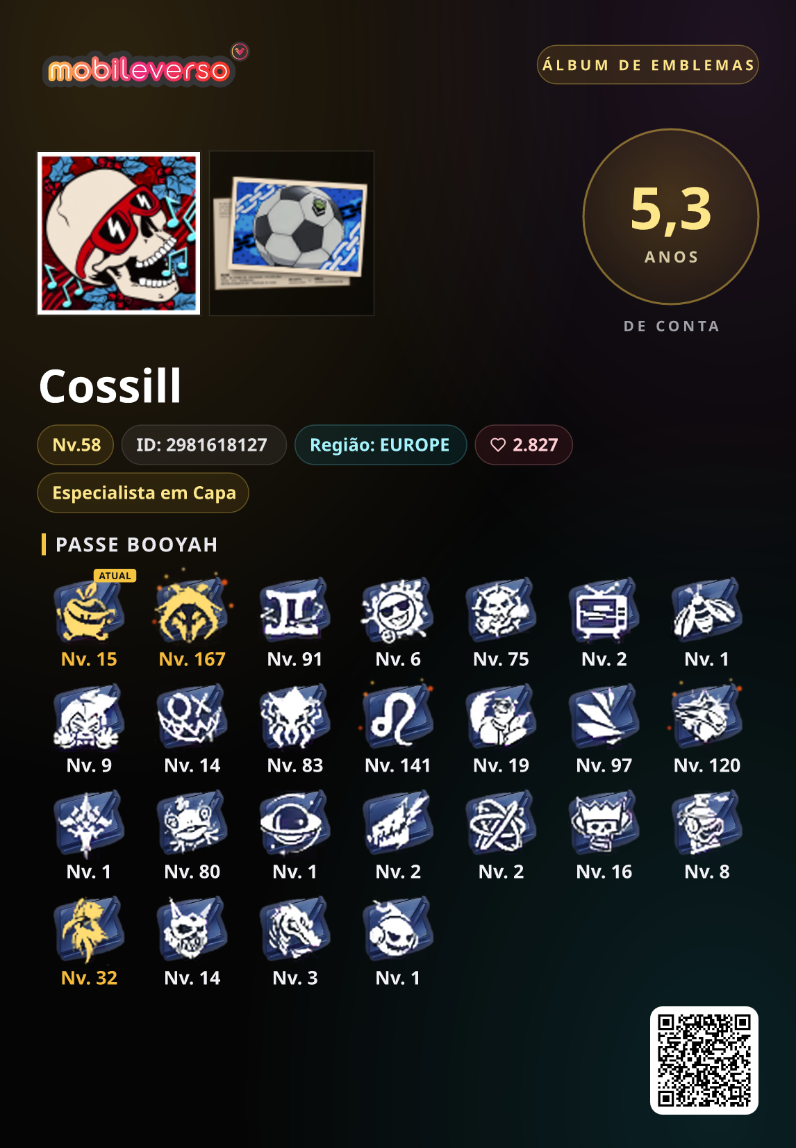 Álbum de emblemas de Cossill — Passe Booyah