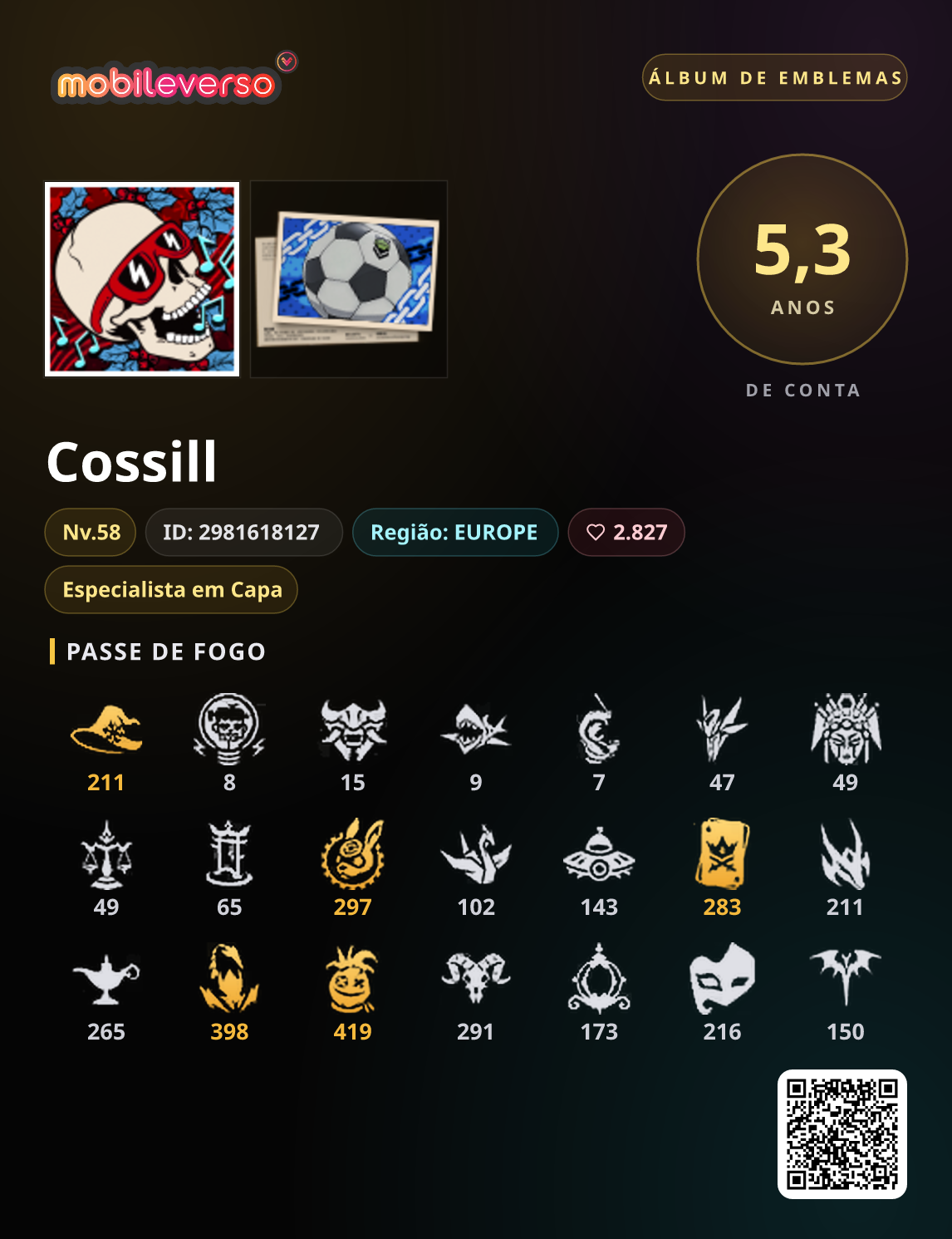 Álbum de emblemas de Cossill — Passe de Fogo