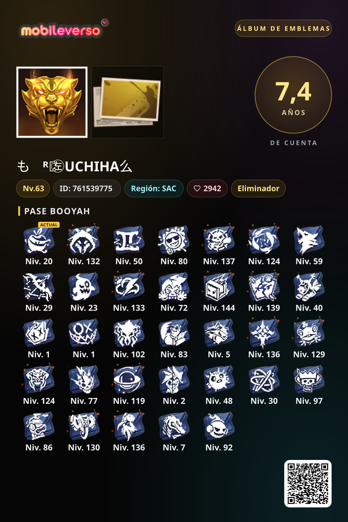 Álbum de emblemas de もㅤᴿ᭄㊧UCHIHA么 — Passe Booyah