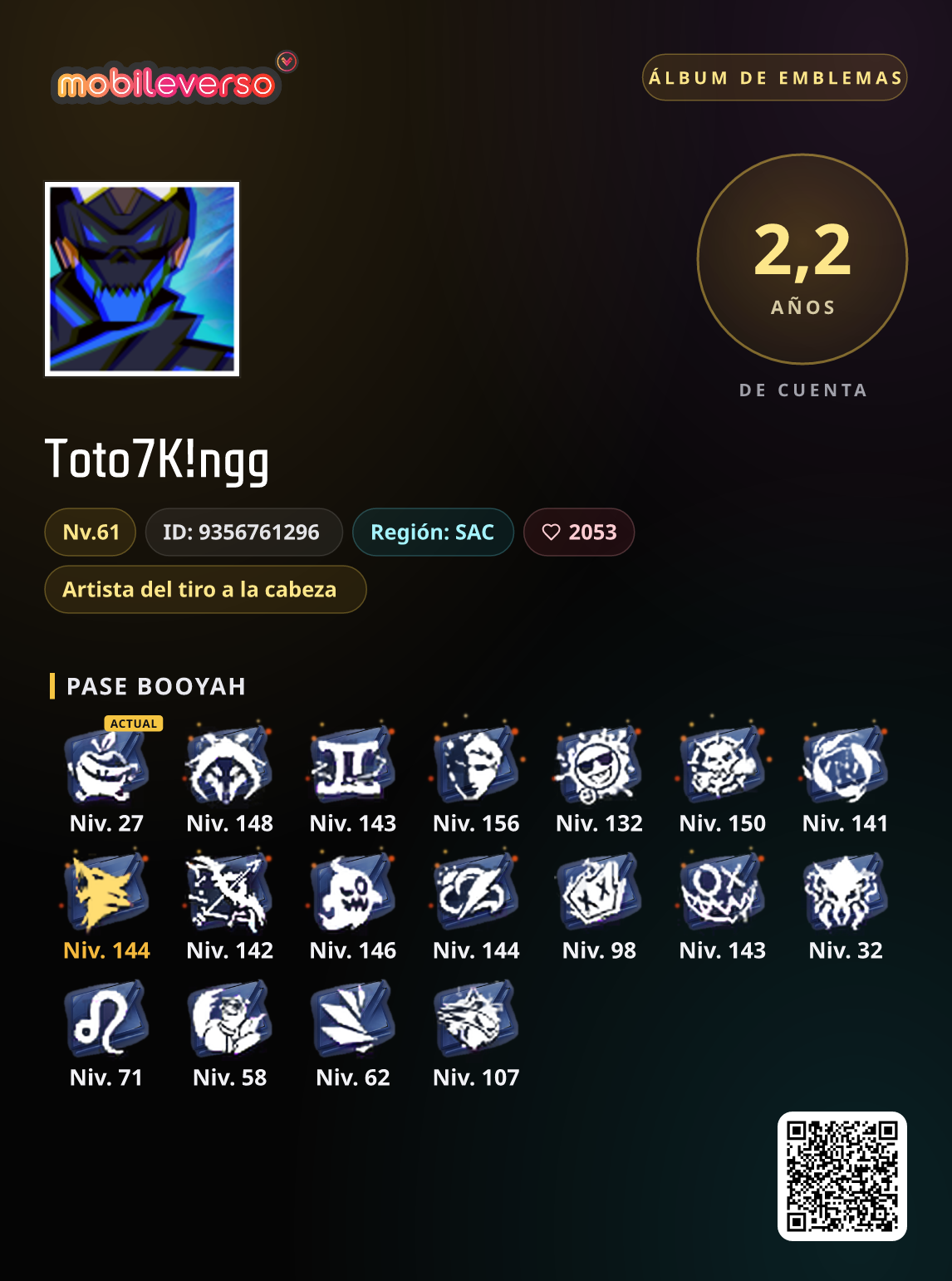 Álbum de emblemas de Toto7K!ngg — Passe Booyah